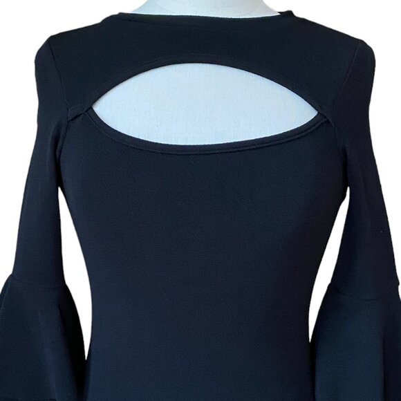 Cut-Out Bell Ruffle Sleeve Top Size XS Black Witchy Whimsigoth Witchy Goth - Picture 3 of 12